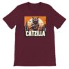 Catzilla t-shirt, heather cardinal